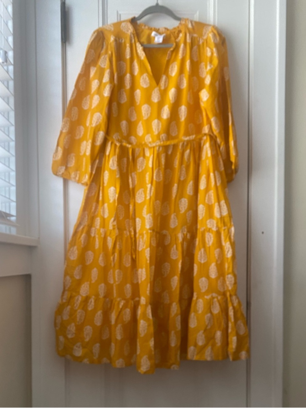 Lucky Brand gold yellow print maxi dress boho prairie XL NWT